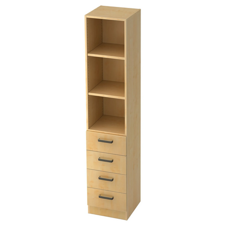 Hohes Regal SIGNA G 7600 aus hellem Ahornholz mit drei offenen Fächern und vier Schubladen von hjh OFFICE PRO