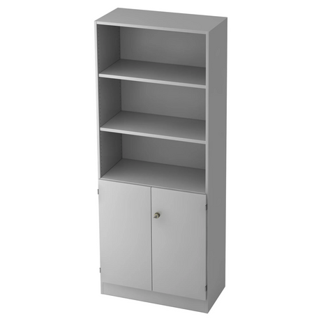 Grauer Aktenschrank SIGNA K 6770 SG mit offenen Regalfächern und einem geschlossenen Unterschrank von hjh OFFICE PRO