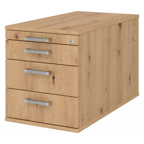 System Rollcontainer SIGNA TC30 in Asteiche-Optik mit vier Schubladen und Chromgriffen von hjh OFFICE PRO