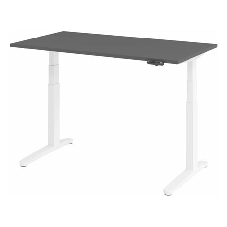Elektrisch höhenverstellbarer Schreibtisch XBHM 14 WW in Graphit mit weißem Gestell und digitalem Display von hjh OFFICE PRO