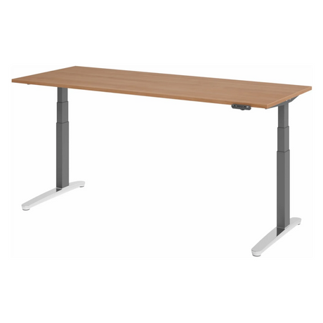 Elektrisch höhenverstellbarer Schreibtisch XBHM 20 GC in Nussbaum-Optik von hjh OFFICE PRO