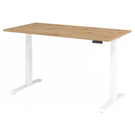 Elektrisch höhenverstellbarer Schreibtisch XDKB 16 W mit Tischplatte in Asteiche und weißem Gestell von hjh OFFICE PRO