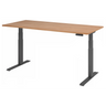 Höhenverstellbarer Schreibtisch XDKB 19 G mit nussbaumfarbener Platte und schwarzem Gestell von hjh OFFICE PRO