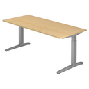 Höhenverstellbarer Schreibtisch XTRA XB 19 SS in Ahorn-Optik mit grauen T-Füßen von hjh OFFICE PRO