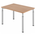 Höhenverstellbarer Schreibtisch YAMA 12 S in Nussbaum-Optik mit silbernen Beinen von hjh OFFICE PRO