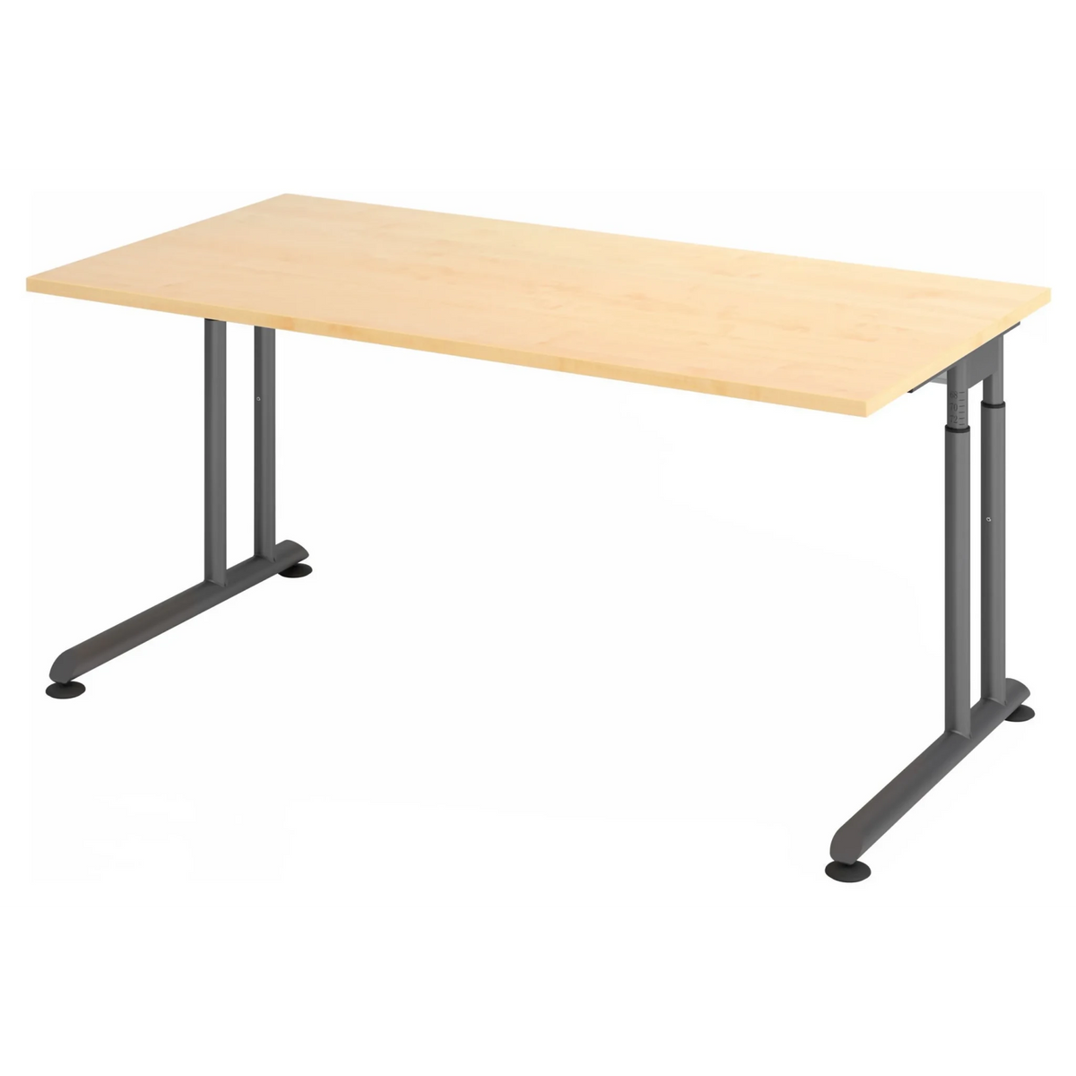 Höhenverstellbarer Schreibtisch ZENO 16 G mit Ahornholz-Platte und graphitfarbenem Gestell von hjh OFFICE PRO