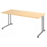 Höhenverstellbarer Schreibtisch ZENO 19 S in Ahorn-Optik mit silbernem Gestell von hjh OFFICE PRO